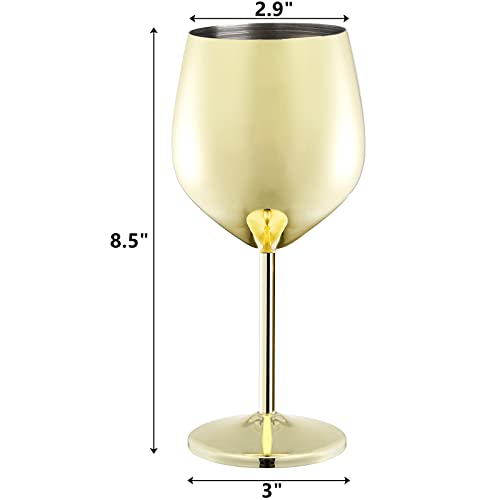 Deayou 2 Pack Stainless Steel Wine Glasses, 17 Oz Unbreakable Stemmed Wine Glass, Gold Steel Shatterproof Wine Goblet, Portable Metal Drinkware For Pool, Champagne, Cocktail, Indoor Outdoor, Party #TOP1