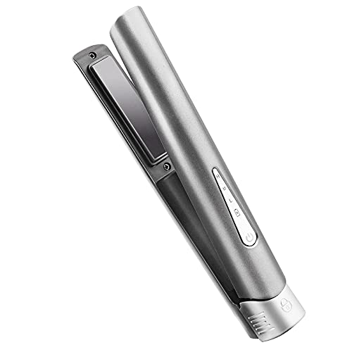 Travel Cordless Hair Straightener and Curler 2 in 1, Rechargeable Battery Operated Hair Straightener 4800mAh,Mini Size Easy Carry,Titanium Plate Straightener Curling Iron More Then 40-Minutes (Grey)