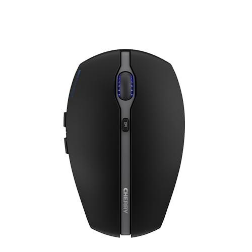 CHERRY GENTIX BT, Mouse Bluetooth Senza Fili, Funzione Multidispositivo per fino a 3 Dispositivi, Risoluzione Commutabile (1000/2000 dpi), Alimentazione a Batteria, Nero