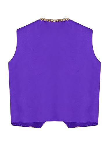 YiZYiF Boys Satin Golden Trim Arabian Prince Outfits Vest Waistcoat Medieval Steampunk Halloween Cosplay Jacket Coat4