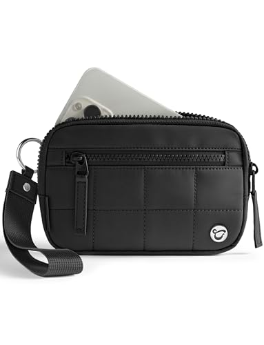 Image of Uselike Womens Wallet Card Holder Purse with Zipper Quilted Phone Wallet RFID Blocking Small Wristlet Wallets for Everyday, Travel (Black)