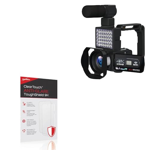 BoxWave Screen Protector Compatible with VETEK 4K Video Camera Camcorder (NPX108-2) - ClearTouch Anti-Glare ToughShield 9H (2-Pack), Anti-Glare 9H Tough Flexible Film Screen Protector