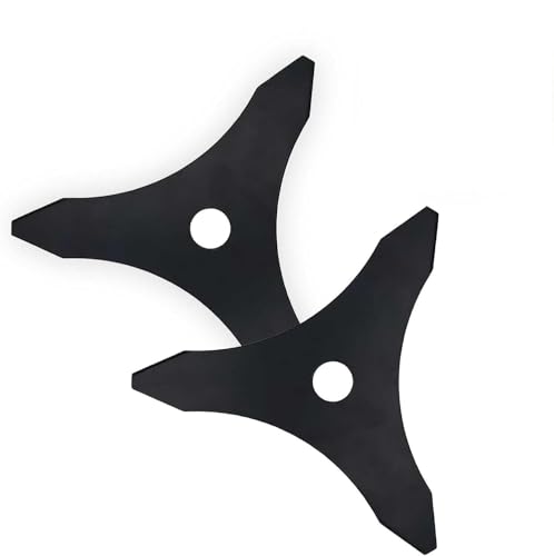 HERKINDNESS Messer für Freischneider, 2 Stück 3 mm Dick Motorsense Messer, Drei Zähne Trimmerkopf Freischneider, Lochdurchmesser 25,4 mm, für Rasen, Garten, Verbessert und VerdicktC