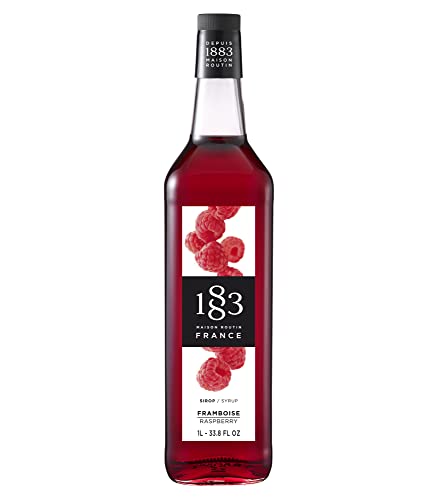 Image of 1883 Raspberry Syrup for Drinks, Made in France, 1 Liter Glass Bottle