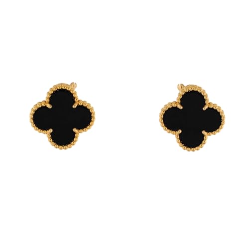 Van Cleef & Arpels, Pre-Loved Vintage Alhambra Earrings 18K Yellow Gold and Onyx, Yellow Gold