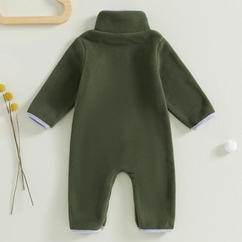 BemeyourBBs Newborn Baby Boy Girl Winter Clothes Warm Zipper Fleece Romper with Pockets Long Sleeve Jumpsuit One Piece Outfit3