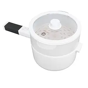 Electric Pot, Temperature Control Multifunctional Electric Noodles Cooker 1.6L for Dormitory for Home (Voltage: 220V Upgrade + cage [European Plug])