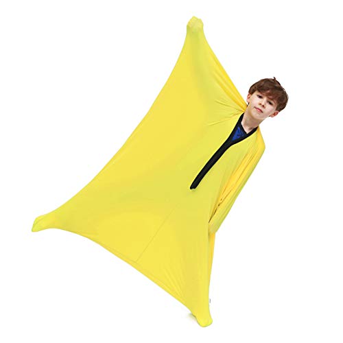Image of SANHO Dynamic Movement Sensory body Sock,Small, 3-5 Years,40 inch L x 27 inch W,Good for Height:35 inch-40 inch,For Autistic & Sensory Processing Disorders,Updated Version,Yellow.