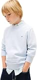 Tommy Hilfiger Jungen Pullover Crew Neck aus Baumwolle, Blau (Sweet Blue Htr), 14 Jahre