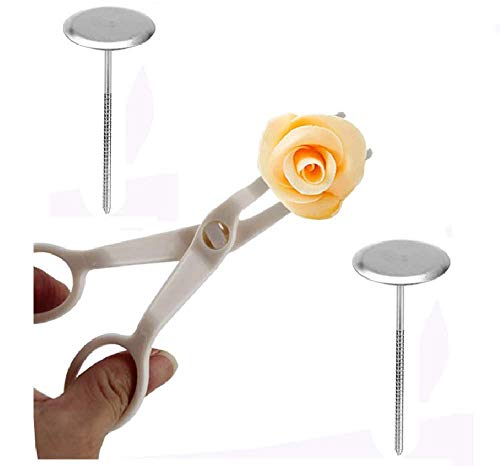 NIDY� 3Pcs Cake Decoration Tool Set: 1Pc Cake Flower Scissors 2Pcs Nail Set Cupcake Icing Cream Decorating Nail Tool Cake Flower Needles Flower Lifters Cake Cupcake D�cor