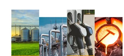 Applications of the gas detector including industrial silos, pipelines, fuel stations, and foundries