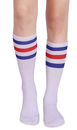 Pareberry Classic Triple Stripes Soft Cotton On the Calf Retro White Tube Socks4