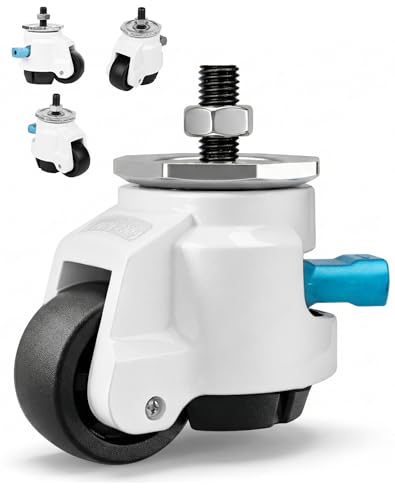 LAOYE 4er Schwerlastrollen Absenkbar lenkrollen Heberollen mit Verstellbarem Ratschengriff Gesamtkapazität 1000KG Nivellierrollen mit M12 Gewinde Industrierollen Transportrollen für Möbel Werkbank