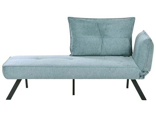 Beliani Chaiselongue Stoff hellblau rechts Schlaffunktion wasserabweisend Rocamadour