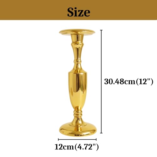 Image of Gold Plated Large Candle Stand /Candle Holder /Modern Design Candle Pillar Candle Holder for Home Decoration (Large (12 inches), Gold)