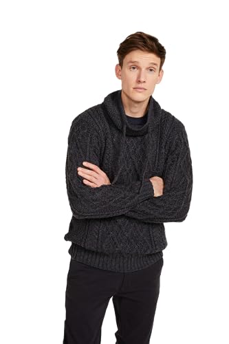Arran Woolen Mills - Men's Merino Wool Sweater with Drawcords Made in Ireland