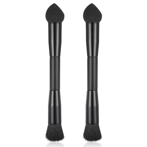 MBAIYO 2Pcs Doppelhaar Ansatzpuder Pinsel,2 in1 Wurzel Concealer Bürste Haaransatz Schwammbürste Wurzelbürste zum präzisen Auftragen Nahtloses Verblenden von Ansatzpuder am Haaransatz Frauen Männer
