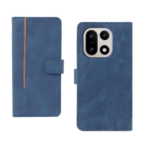 Image of amazon basics OnePlus 15 5G Flip Cover | Card Pockets Wallet & Stand | Flip Cover for OnePlus 15 5G (Blue with Beige Strip)
