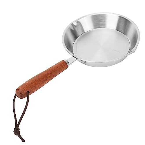 Sartén de acero inoxidable sartén antiadherente frío de huevo con mango ergonómico para la cocción de inducción estufa de gas restaurante cocinar para el hogar duradero a prueba (12 cm) (16 cm)