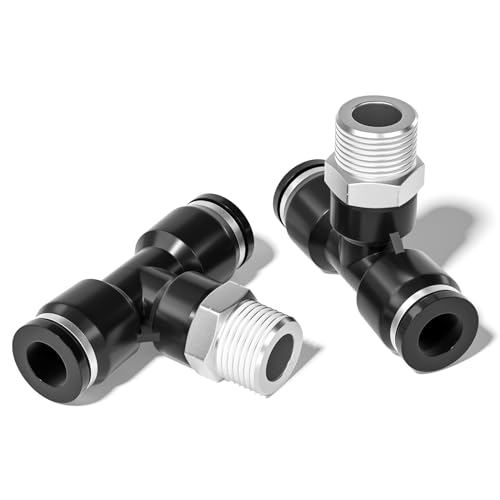TAILONZ PNEUMATIC Male Branch Tee 1/4 Inch Tube OD x 1/8 Inch NPT Thread Push to Connect Fittings PT-1/4-N1 (Pack of 10)