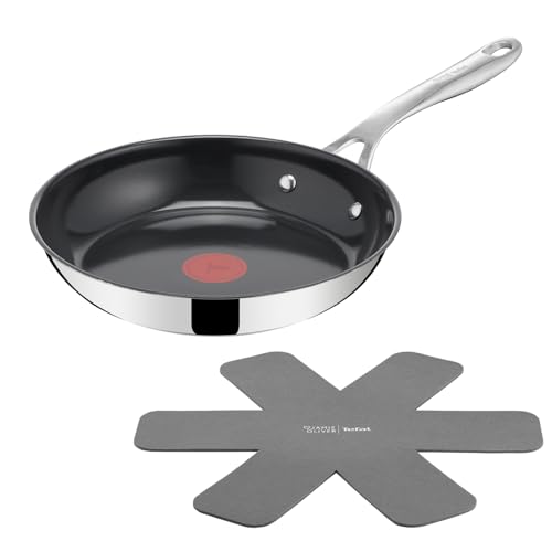 Tefal Jamie Oliver Cerámica - Sartén 24 cm, Revestimiento cerámico, Acero inoxidable, Antiadherente, Thermo-spot, Apto inducción y horno, Incluye protector de sartén