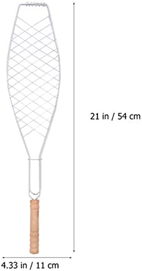 Cesta de Parrilla de Pescado de 4 Piezas Plegable portátil de Acero Inoxidable Barbacoa de Pescado de Verduras Cesta de Parrilla de camarones, 60 * 15cm