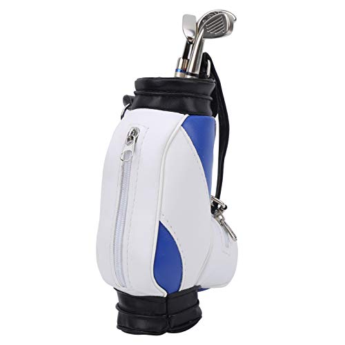 CDQL Mini Desktop Golf Souvenir Set,Mini Golf Pens Holder with Pen for Desk Decoration,Golf Souvenir Event Souvenir Golf Gift for Golfer Friends Fans (Blue and White)