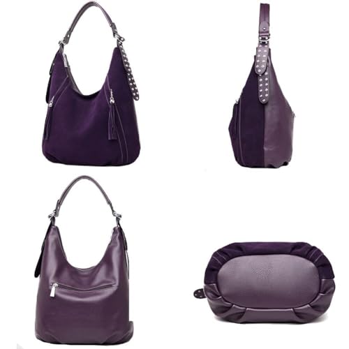 Genuine Leather Hobo Handbag Work Travel Top Handle with Tassel Women’s Tote Roomy Shoulder Purse2