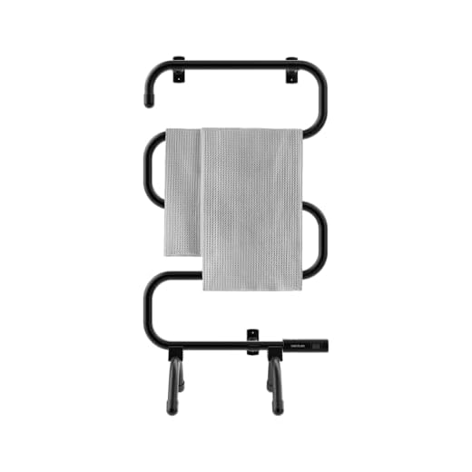 Cecotec Radiador Toallero Eléctrico Bajo Consumo ReadyWarm 5000 Towel Black. Seca Toallas 100 W, Indicador de Luz, Sistemas de Seguridad, Protección IP24, Montaje en Suelo o Pared, Ideal para Baños