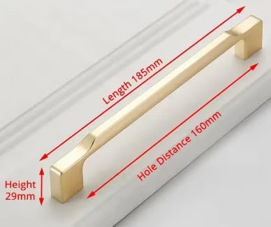 10 Packs Zinc Al Alloy Cabinet Handles Solid Drawer Knobs Kitchen Cupboard Door Pulls Furniture Handle Cabinet Hardware (Sand Gold, Hole Pitch = 128 mm)