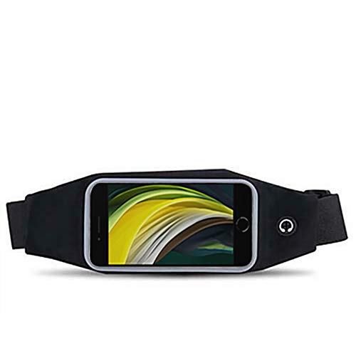 Smart Running Belt 23 - Cinturón con Pantalla Táctil para Móvil Impermeable para Correr - Riñonera Deporte para Hombre y Mujer con Reflectante - Estrecha Fina Slim Waterproof Waist Bag - Negro