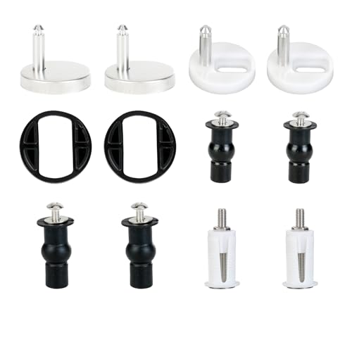 6 Pcs Toilet Seat Fixings, Quick Release Toilet Seat Fittings Universal Upgrade Toilet Seat Hinge Top Fittings Replacement Kit with Expanding Rubber Screws Nuts Bolts for WC Toilet Blind Holes 45mm
