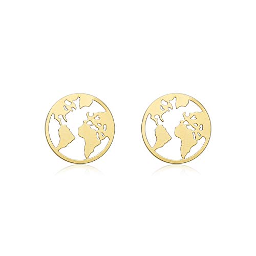 Boucles d'oreilles carte du monde Carissima en or jaune précieux 9 ct puces découpées
