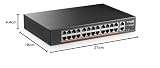 MokerLink 26-portowy przełącznik PoE, 24 porty PoE+ 100 Mb/s, 2 gigabitowe łącza uplink, wysoka moc 400 W, obsługa IEEE802.3af/at, montaż w szafie typu plug and play