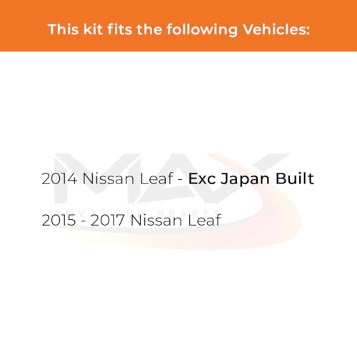 Image of Max Advanced Brakes Front & Rear Brake Kit Compatible With 2014 2015 2016 2017 Nissan Leaf Excl. Japan Built Replacement Drilled Slotted Black Coated Disc Brake Rotors and Ceramic Brake Pads