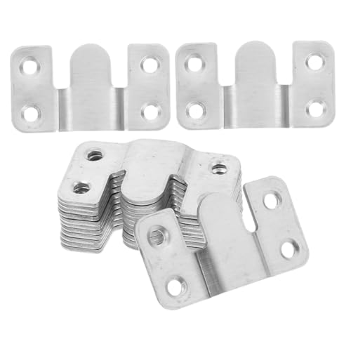 Image of UKCOCO 20pcs Heavy Duty Photo Frame Hook Picture Frames Mirror Hangers of Metal Wall Mounting Interlocking Brackets Heavy Duty Mounting Clips Frame Hanging Hardware Silver Stainless Steel