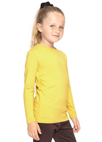 Girls Long Sleeve Crew Neck Top Yellow Large