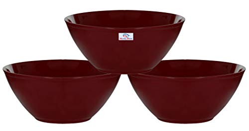 Image of Heart Home Ceramic Soup Bowls, Plastic Bowls Set, Chip Resistant, Dishwasher & Microwave Safe for,Rice,Soup,Pasta,Salad Bowls, 1500 Ml (Set of 3) Brown-KUBMART15660