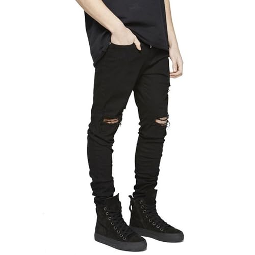 Men's Skinny Distressed Jeans Knee Rips Slim Fit Stretch Denim High Street Casual Tapered Pants 2025 Trendy Clothes2