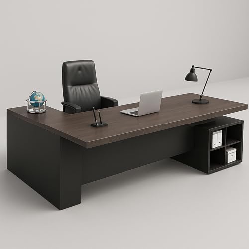 Image of Lakdi The Furniture Co Director & Executive Table L-Shape CEO Office Desk Made in Particle Board with Side Unite & Wire Manager, 3 Drawer and Storage 5-Year Warranty & Free Assembly-LDL-601