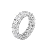 Lirzxin Damen Ring Weißgold 750 18K, Eheringe Hochzeitsringe Trauringe Partnerringe Elegant Eternkeitsring Serie mit rechteckig Moissanit 0.5ct Verlobungsung Ringe Frauen Weißgold, 47 (15.0), Oro