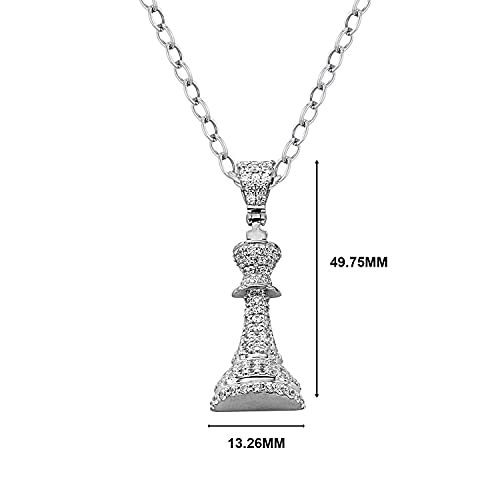 Jenelia Jewelers 2.21 Ct. T.w. King Chess Pendant Necklace For Men Hip Hop Fathers Day Gifts Gold Plated 925 Sterling Silver Cubic Zirconia Cz Diamond Jewelry (Without Chain) #TOP2