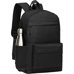 SAKUTANE Zwarte Rugzak 21Liter Waterdichte Rugzak 15.6 inch Laptop Schooltassen Mens Womens Meisjes Jongens Kids 33 x 14…