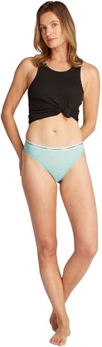 Calvin Klein Damen 3er Pack Brazilian Slips Low-Rise Unterwäsche, Mehrfarbig (Black/Highline Green/Beau Blue/), 3XL 4