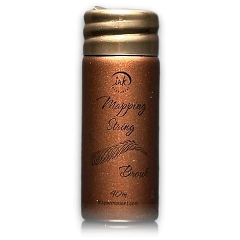 Ink Permanent Brow Mapping String [100 Ft Bottles - 30 m] Pre-Inked String for Permanent Makeup and Microblading Supplies, Brow Mapping Kit, Eyebrow Thread for Brow Shaping (Brown) Cover