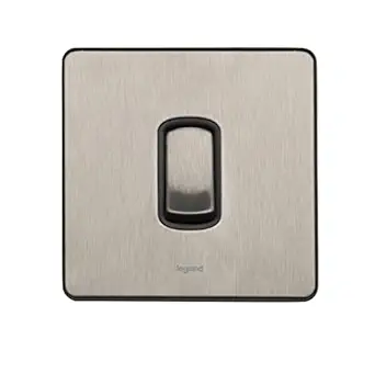 Synergy Sleek Design 832001 Single Pole Plate Switch 1 Gang 2 Way 10AX, 250V AC, Brushed Stainless Steel