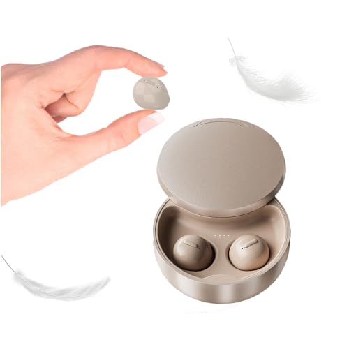 Loluka Small Invisible Earbuds Mini Wireless Bluetooth Earpiece Phone Discreet Headphones for Work Single Sport Earbud With Mic, Coffee