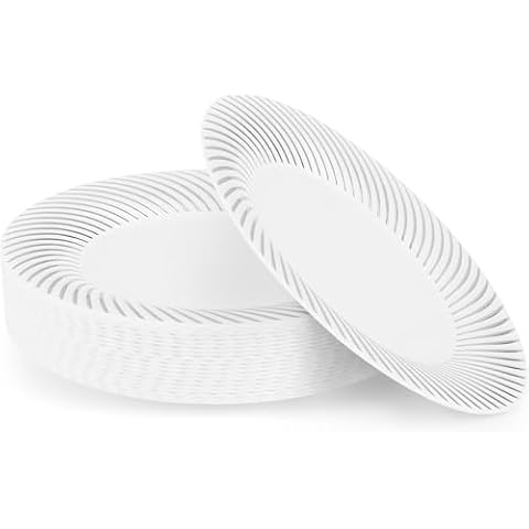MATANA Assiettes en Plastique Blanc Cover