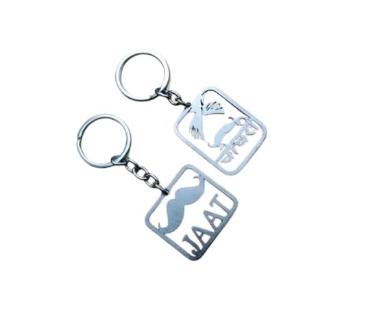 Porte-clés Jaat Chaudhary lot de 2 en métal multicolore idée cadeau originale avec moustache