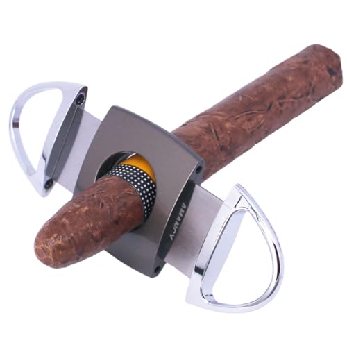 Image of AMANCY Classy Cylindrical Hand Carry Cigar Case with Premium Cutter and Rest, Cedar Wood Lined Travel Cigar Holder Humidor kit with Built-In Hygrometer, Long Humidifier, and Dropper